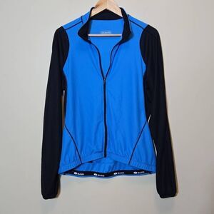 Sugoi Women's Hot Shot Cycling Jersey Full Zip Size Large Blue Black Lightweight
